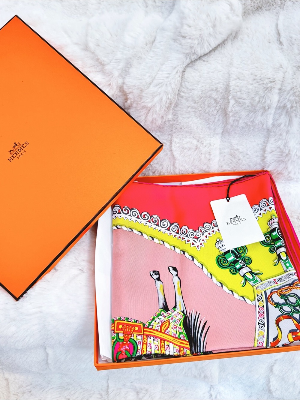 Hermès Paperoles silk scarf 90